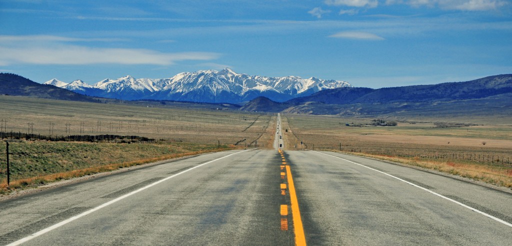 Driving in the Rocky Mountains, USA