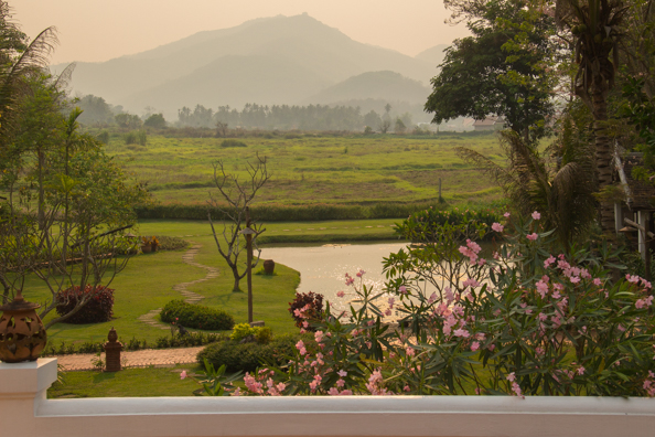 The view from the veranda of the restaurant of the Hotel Santi Resort in Luang Prabang in Laos - 1371