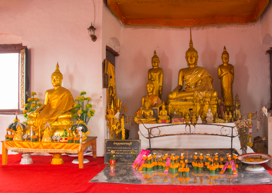 Interior of the temple at the top of Mount Phousi in Luang Prabang
