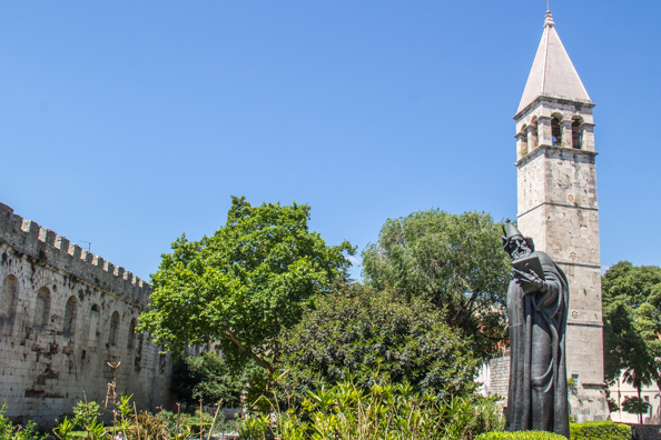 Statue of Bishop Gregory of Nin outside the Golden Gate in Split, Dalmatia in Croatia