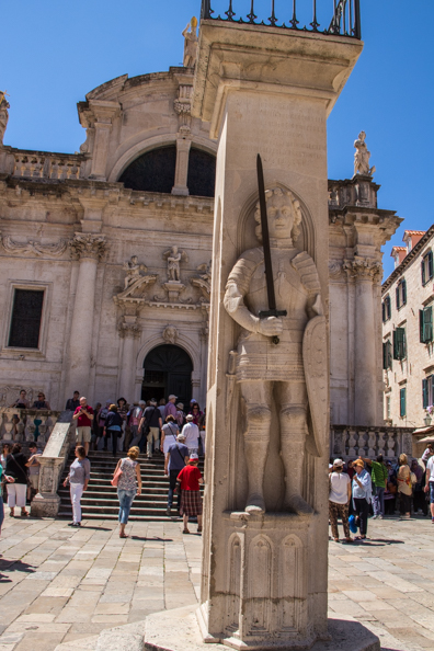 Orlando's Column on Luza square in Dubrovnik, Dalmatia in Croatia