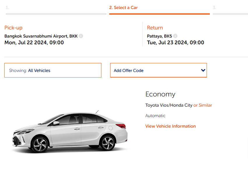 BKK car hire prices