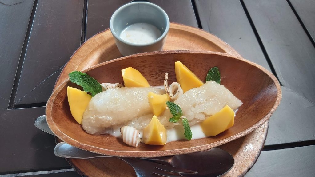 mango sticky rice from market